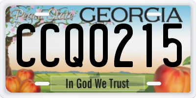 GA license plate CCQ0215