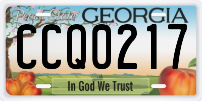 GA license plate CCQ0217