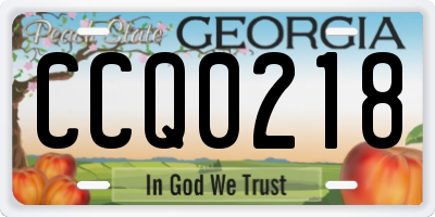 GA license plate CCQ0218