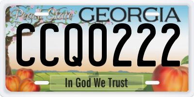 GA license plate CCQ0222