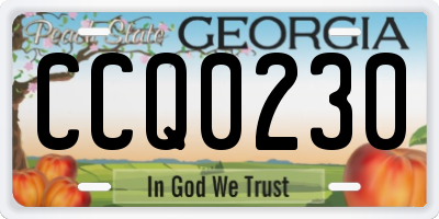 GA license plate CCQ0230