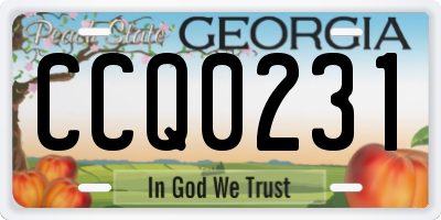 GA license plate CCQ0231