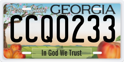 GA license plate CCQ0233