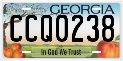 GA license plate CCQ0238