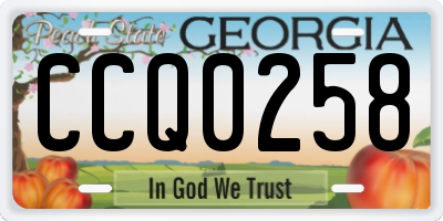GA license plate CCQ0258