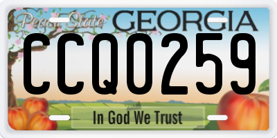 GA license plate CCQ0259