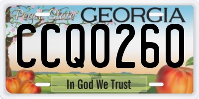 GA license plate CCQ0260