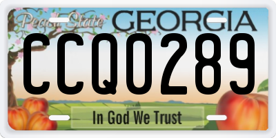 GA license plate CCQ0289