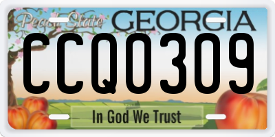 GA license plate CCQ0309