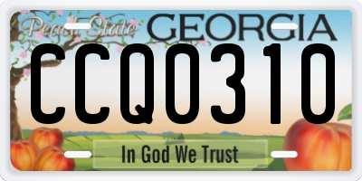 GA license plate CCQ0310
