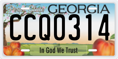 GA license plate CCQ0314