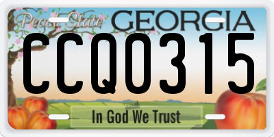 GA license plate CCQ0315