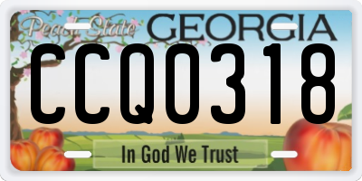 GA license plate CCQ0318