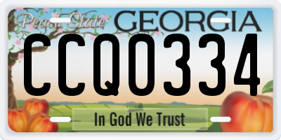 GA license plate CCQ0334