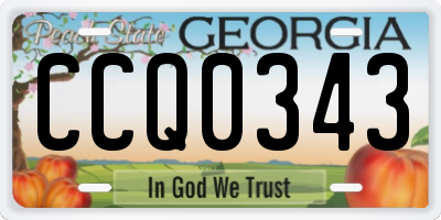 GA license plate CCQ0343