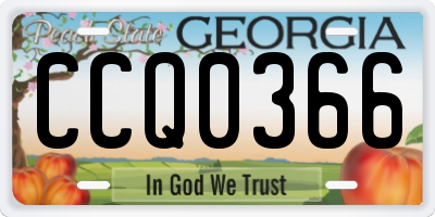 GA license plate CCQ0366