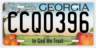 GA license plate CCQ0396