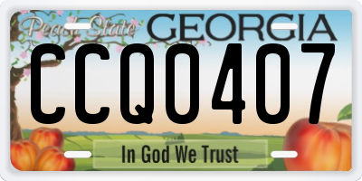 GA license plate CCQ0407