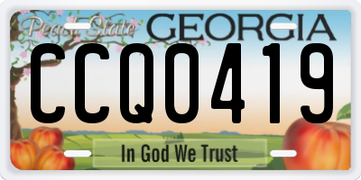 GA license plate CCQ0419