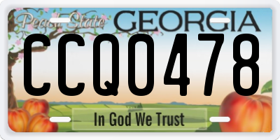 GA license plate CCQ0478