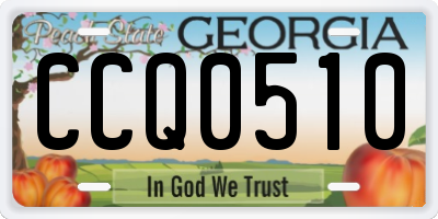 GA license plate CCQ0510