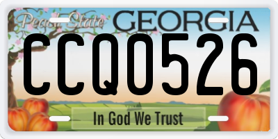 GA license plate CCQ0526