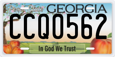 GA license plate CCQ0562