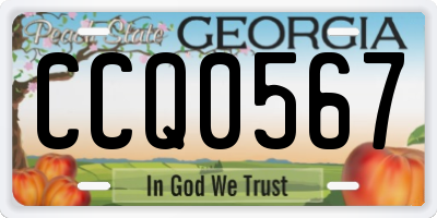 GA license plate CCQ0567
