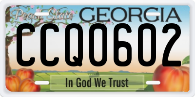 GA license plate CCQ0602