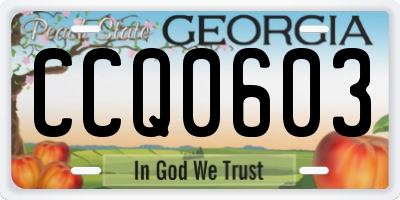 GA license plate CCQ0603