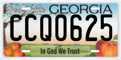 GA license plate CCQ0625