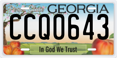 GA license plate CCQ0643