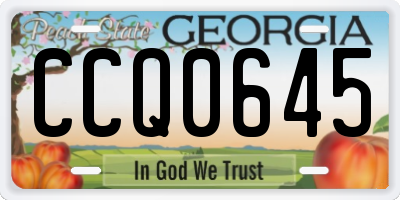 GA license plate CCQ0645