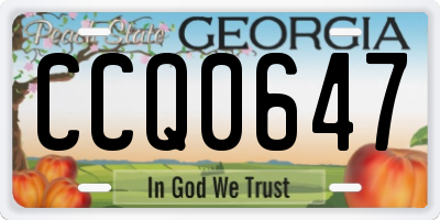 GA license plate CCQ0647