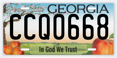 GA license plate CCQ0668