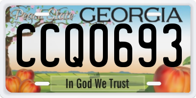 GA license plate CCQ0693