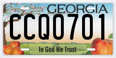 GA license plate CCQ0701
