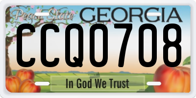 GA license plate CCQ0708