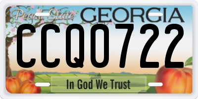 GA license plate CCQ0722