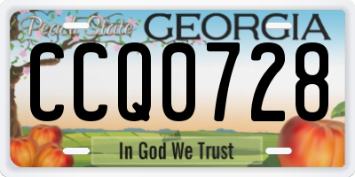GA license plate CCQ0728