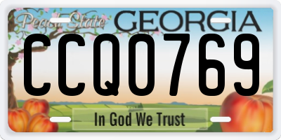 GA license plate CCQ0769