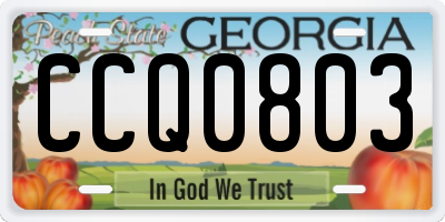 GA license plate CCQ0803