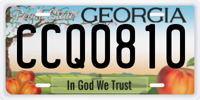 GA license plate CCQ0810