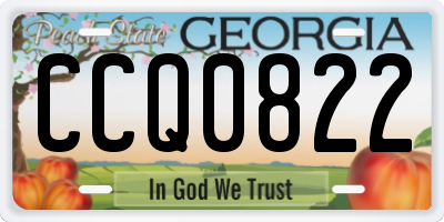 GA license plate CCQ0822