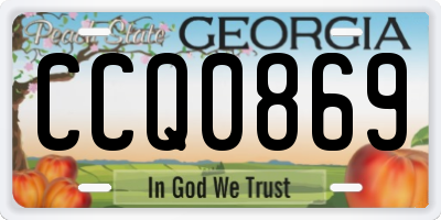 GA license plate CCQ0869