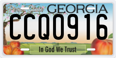 GA license plate CCQ0916