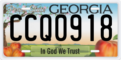 GA license plate CCQ0918