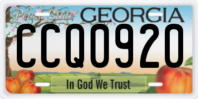 GA license plate CCQ0920