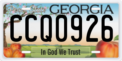 GA license plate CCQ0926