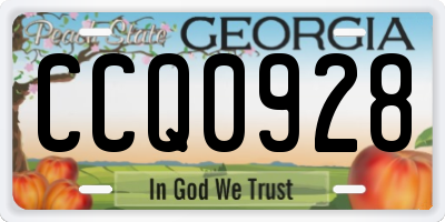 GA license plate CCQ0928